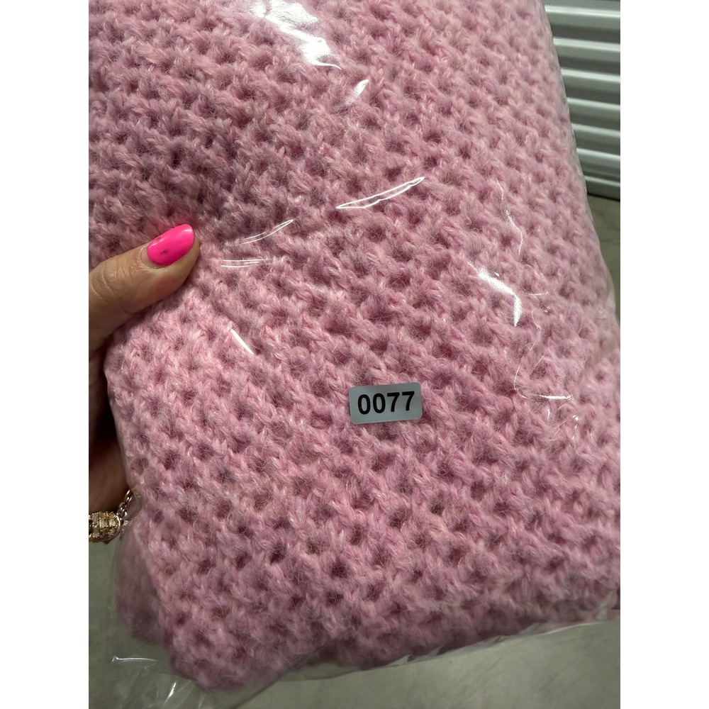 Wild Fable Pink Open Knit Sweater Womens Crew Neck Long Sleeve Pullover size M - Picture 8 of 8